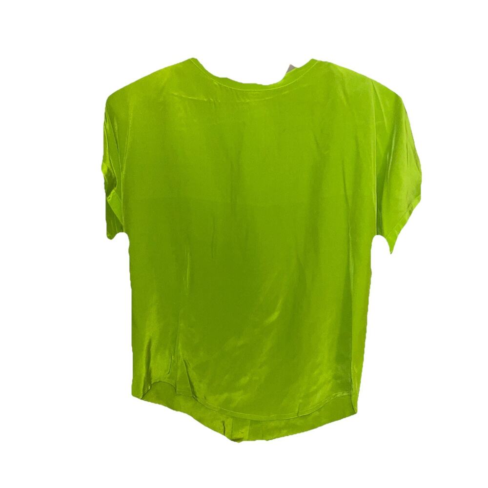 Vintage I. Magnin 100% Silk Lime Green Blouse Women’s Sz L Button Down Back